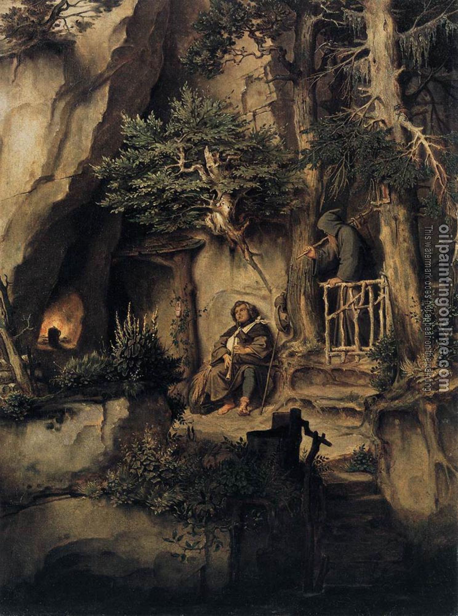 Moritz von Schwind - A Player With A Hermit